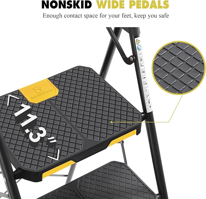 KINGRACK 4 Step Ladder with Tool Platform, Folding Step Stool with Wide Pedal, Safety Locking, Sturdy Steel Ladder Portable Safety Ladder for Painting Home Outdoor Garage