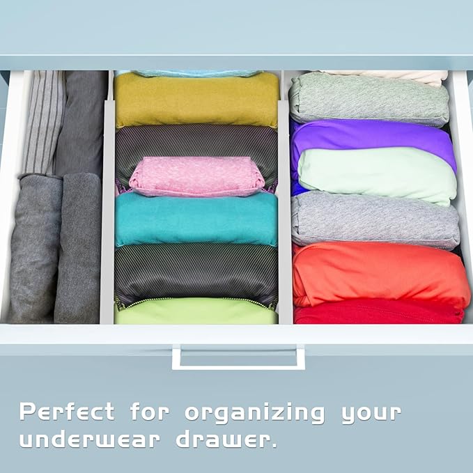 Bamboo Drawer Dividers Organizer with Inserts, Expandable from 12.5-21.7", Adjustable Drawer Organizer Separators for Utensils, Dresser, Bedroom, Bathroom, Closet, Clothing, Office (White)