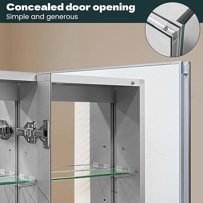 Medicine Cabinet with Mirror Door&Adjustable Shelves, Wall-Mounted Rectangular Medicine Cabinet Beveled Edge Frame, 15" x 26"x 5.3"