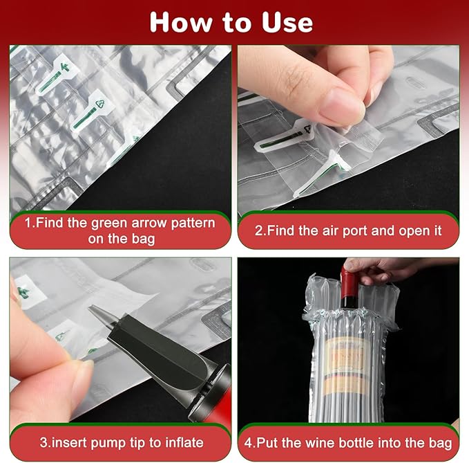 Wine Bottle Travel Inflatable Bag 18 Pcs Bottle Protectors for Travel Wine Bottle Protector for Luggage, Safety Shipping Wine/Drink,Excluding Pump