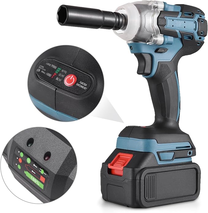 21V Cordless Impact Wrench, 406 Ft-lbs (550Nm) Brushless 1/2 inch, 3200 rpm High Torque Impact Gun, 2 x 3000mAh Battery, 5Pcs Driver Sockets, 14 Bits, Charger, Storage Box for Car Home