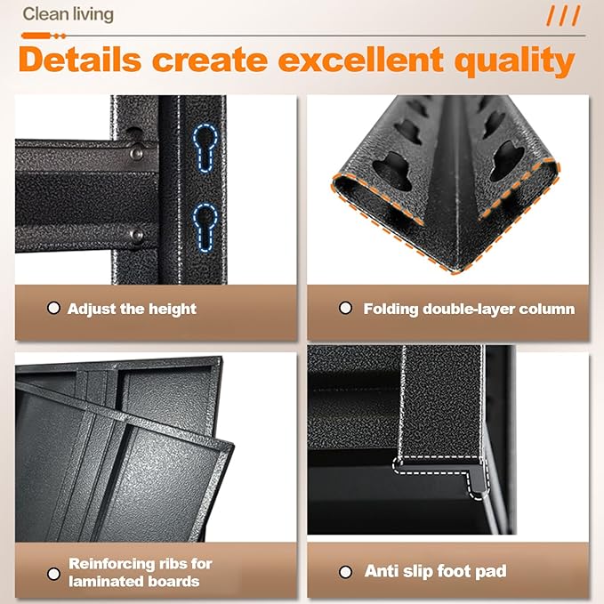 1050LBS Storage Shelves 3 Tier Garage Shelving, Heavy Duty Adjustable Metal Shelves Unit, Easy Assembly Garage Shelving Unit for Industrial, Warehouse, Basement