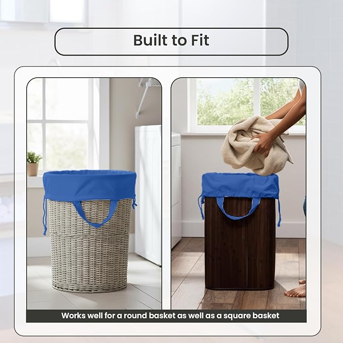 LFH Home Cotton Canvas Large Laundry Bag with Handle, Heavy Duty Drawstring Closure Washable Laundry Bags, School Travel, Home, Hotel, College Dorm, Organizer Sack, Toys Clothes 28x36-Sky Blue