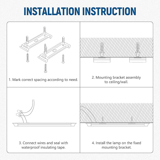 DAKASON 4-Pack 2FT LED Ceiling Light for Garage Flush Mount, 18W 2160lm LED Shop Lighting Closet Light Fixture, Wraparound Lights Surface Mount, 3/4/5000K Adjustable