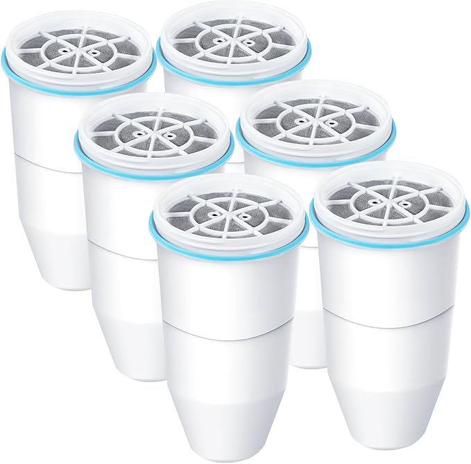 VIPHASES 6 Pack ZR-001 ZR-017 ZR-004 6-Stage Replacement Water Filters, Replacement for Pitchers and Dispensers, Advanced 0 TDS System to Removes 99.99% Lead, Chlorine, Fluoride, PFOA/PFOS