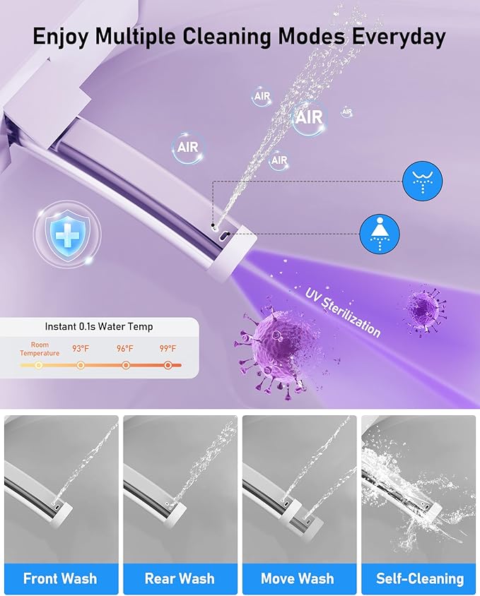 Glendan Modern Smart Toilet with Bidet Built In, One Piece Toilet With Auto Open/Close, Powerful Flush, Warm Water Wash, Foam Shield, Smart Bidet With Heated Seat, Dryer, Night Light & Remote
