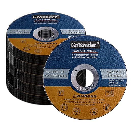 GoYonder 50 Pack 4.5" Cutting Wheel for Metal,Stainless and Steel 4-1/2" x 0.045 x 7/8-Inch Ultra Thin Cut-Off Wheel for Angle Grinders - Blue