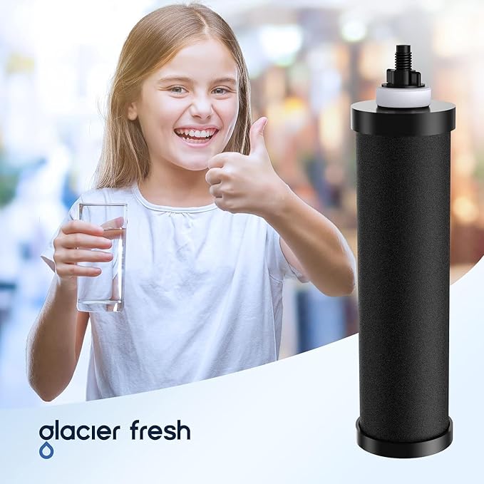 GLACIER FRESH Replacement for BB9-2 Black Purification Water Filter, Compatible with Berkey® BB9-2 Black Filters and Berkey® Gravity Water Filter System, 2 Pack
