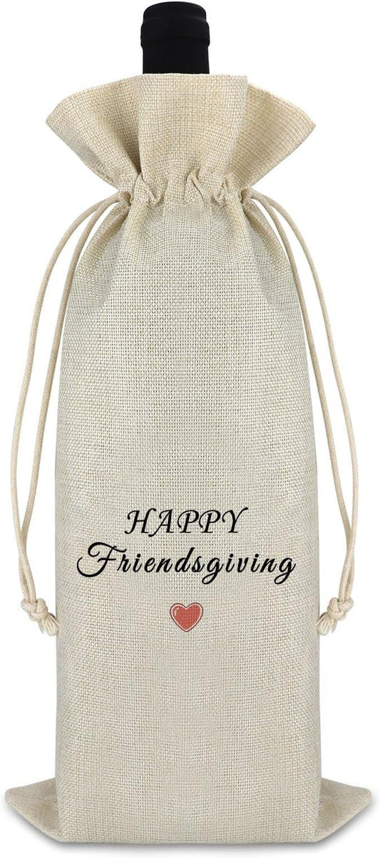 Friendship Gift for Best Friends Besties Wine Bags Friendsgiving Party Decors Friendsgiving Gift for Friends Thanksgiving Decors Happy Friendsgiving Burlap Wine Bottle Bag Graduation Christmas Gift