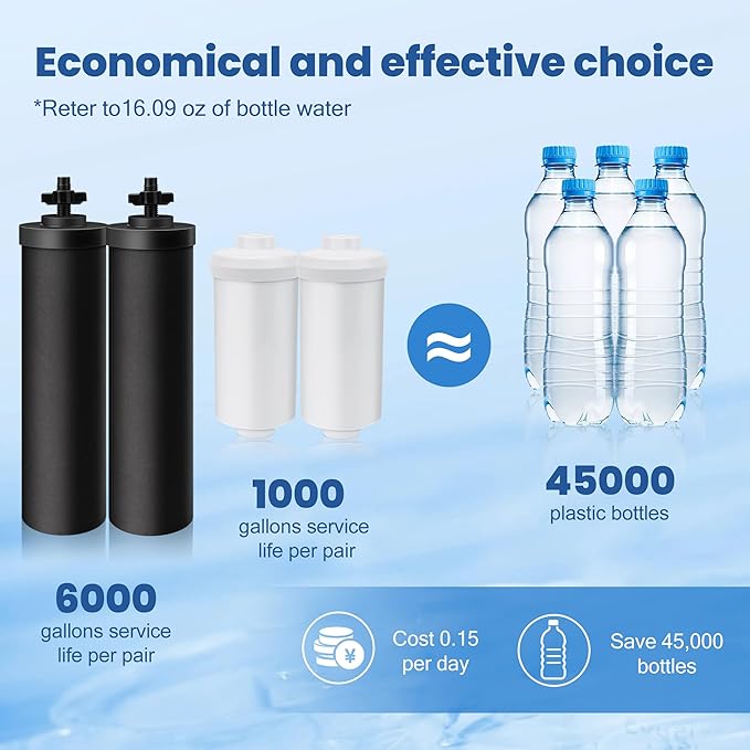 Water Filter Replacement for Berkey BB9-2 Black Filters & PF-2 Fluoride Filters, Compatible with Berkey Gravity Water Filter System, Pack of 4