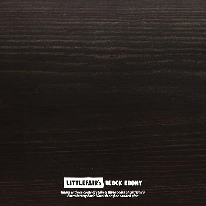 Littlefair's Wood Stain Water Based - 8.5oz/250ml - Indoor Furniture Stain Light & Dark Finishes - Special Non Toxic & Eco Friendly Formula - Wood Stain for Crafts - Color: Black Ebony