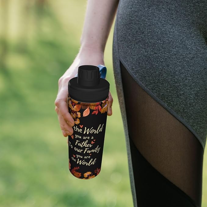 Cerburny Water Bottle Dad Father 18 oz Stainless Steel Insulated Bottles With Lid Wide Mouth Gym Sport Water Jug For Men Adult