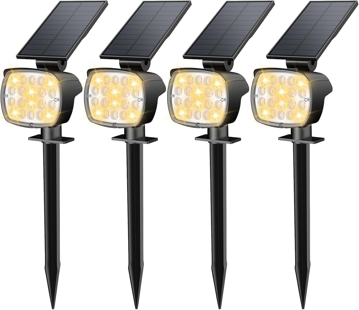 Kaxiida Solar Lights Outdoor Waterproof - 2025 Upgrade 3 Level Ultra Bright Spot Lights Uplights, LED Landscape Spotlight for Tree, Pathway, Wall, Adjustable Solar Panel Auto On/Off