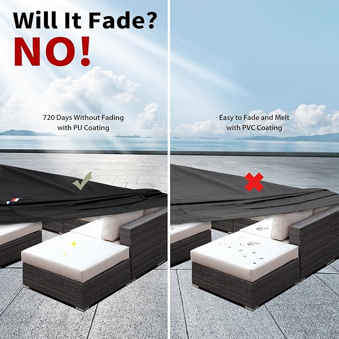 KylinLucky Outdoor Coffee Table Cover Heavy Duty 600D Waterproof Tear-Resistant - 56x56 Inch Rectangle Patio Furniture Protector for Deck, Garden, Picnic