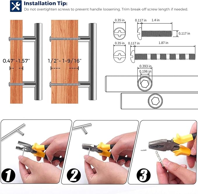Ravinte 10 Pack | 7.38'' Cabinet Pulls Brushed Nickel Stainless Steel Kitchen Drawer Pulls Cabinet Handles 7-3/8”Length, 5” Hole Center with Mounting Template