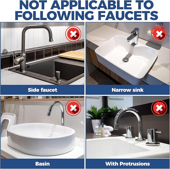 BFONS XL Silicone Faucet Handle Drip Catcher Tray, 18.1in x 5.7in x 0.79in, Black