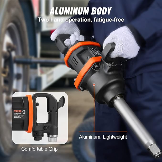 VEVOR 1 Inch Air Impact Wrench, Up to 3160 ft-lbs High Reverse Torque Output 1" Pneumatic Impact Gun w/ 8 Inch Extended Anvil & Carrying Case for Heavy Duty Repairs and Maintenance