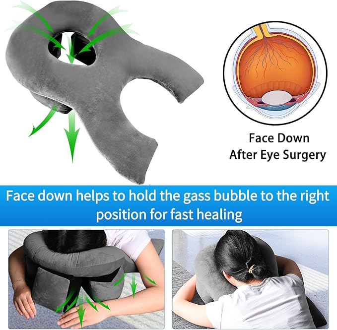 Face Down Pillow for Sleeping - Height Adjustable Face Down Pillow After Eye Surgery, Prone Pillow for Bed Stomach Sleeping, Prone Pillow, Home Massage Pillow, Retinal Vitrectomy Recovery Equipment