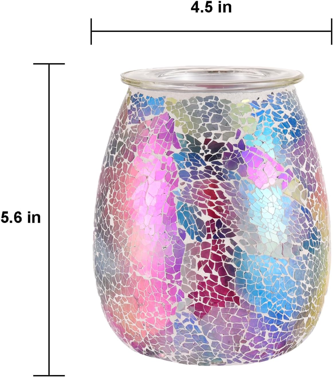 Dicimi Seven Color Mosaic Candle Heater, Glass Wax Melt Heater, Electric Fuel Burner - Incense Wax Cube Melting and Burner - Home Electric Air Freshener Art Present (Seven Color Tempered)