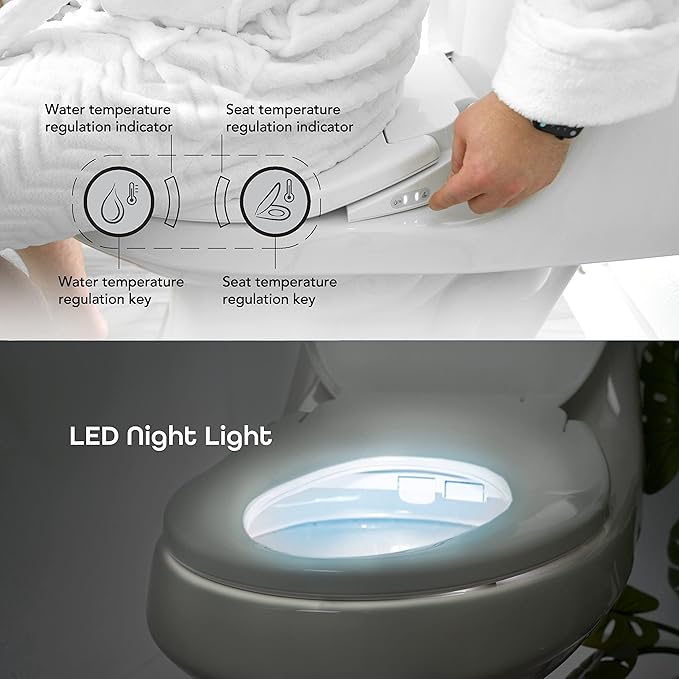 BidetMate 700 Series Electric Bidet Smart Toilet Seat with Side Knob Control, Instant Heated Water and Seat, Heated Toilet Seat with Bidet, Fits Elongated Toilets