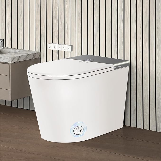 Smart Toilet with Bidet Built in, Japanese Bidet Toilet, for Bathroom, Modern Elongated Toilet with Heated Toilet Seat, Bidet Warm Water, Dryer, Auto Open/Close Lid, Automatic Toilet Flushing