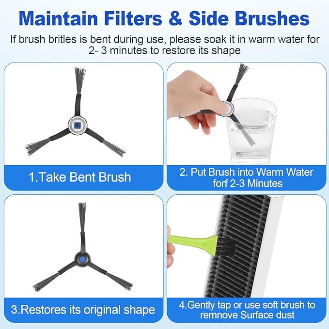 X8 Pro Omni Accessories for ECOVACS DEEBOT X8 PRO OMNI / X8 OMNI Replacement Parts Accessory Kit 2 Anti Tangle Main Brush 2 Roller Mop 6 Dust Bags 6 Side brush 4 Filter 1 Cleaning Brush