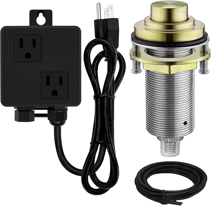 SinkTop Air Switch Kit with Brass Gold Long Button (Full Brass) for Garbage Disposal