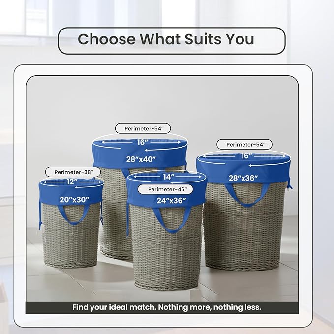 LFH Home Cotton Canvas Large Laundry Bag with Handle, Heavy Duty Drawstring Closure Washable Laundry Bags, School Travel, Home, Hotel, College Dorm, Organizer Sack, Toys Clothes 28x36-Sky Blue