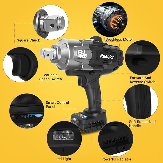 Cordless Impact Wrench 3/4" for DeWalt 20V MAX Battery, Impact Wrench 1500FT-LBS(2000N.m) High Torque Brushless Electric Impact, with 3 Speed Modes Power Impact Driver