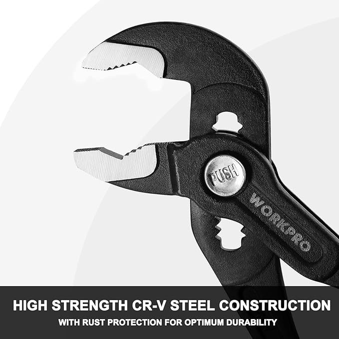 WORKPRO 10-Inch Groove Joint Pliers, Fast Adjust Tongue and Groove Pliers, V-Jaw Water Pump Pliers with Comfort Grips