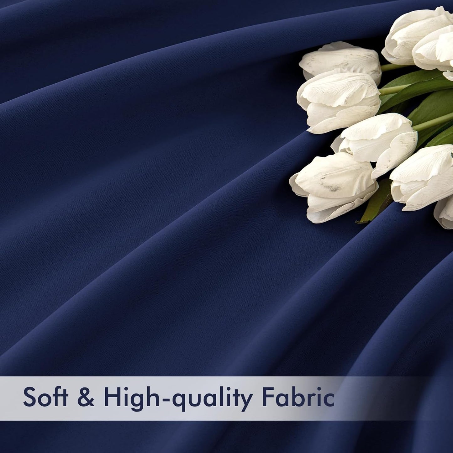 MIULEE Navy Blue Back Tab Blackout Curtains 102 Inch Long 2 Panels Set for Bedroom, Rod Pocket/Pinch Pleated Thermal Insulated Living Room Darkening Light Blocking Floor to Ceiling Drapes