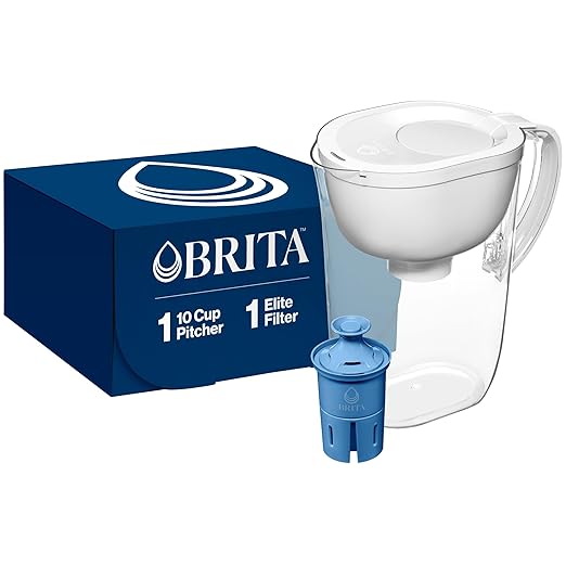 Brita Everyday Elite Water Filter Pitcher with SmartLight Filter Change Indicator, BPA-Free, Reduces 99% of Lead, Lasts Six Months, Includes 1 Filter, Large - 10-Cup, White