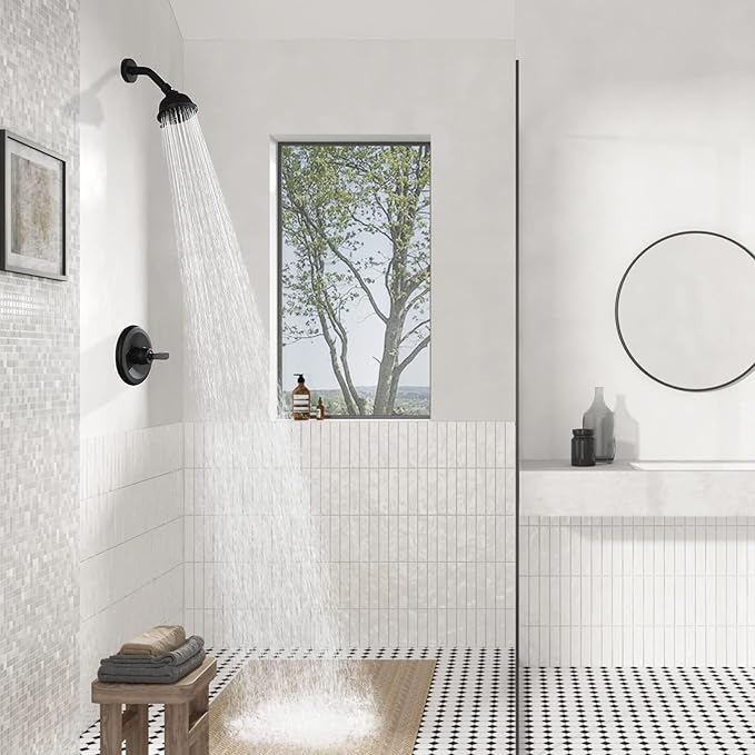 PARLOS Shower Faucet with Valve, Single-Handle Shower Trim Kit with 5-Spray Touch-Clean Shower Head, Wall Mounted Shower Faucets Sets Complete, 1436704