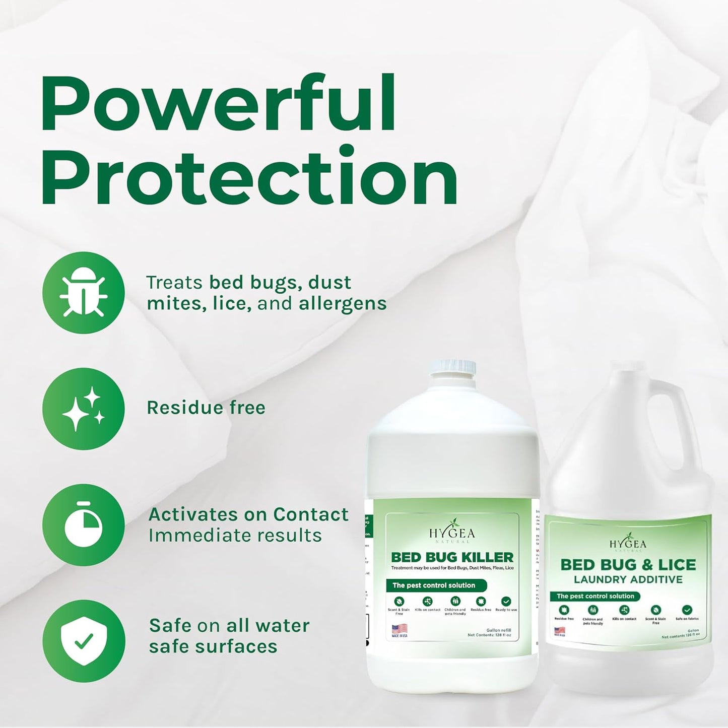 Bed Bug & Lice Elimination Duo Kit- Includes Lice & Bed Bug Spray & Lice & Bed Bug Laundry Additive - Gentle Formula - Effective Pest Control for Home & Travel (2 Pack, 1 Gallon Each)