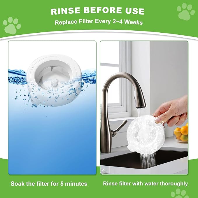 Replacement Filters for 3.6L/4.6L/6L/8L Gravity Pet Water Dispenser, Dog Water Filter for Automatic Pet Waterer,Triple Filtration Pet Fountain Filter,Water Feeder Filter for Cats and Dogs