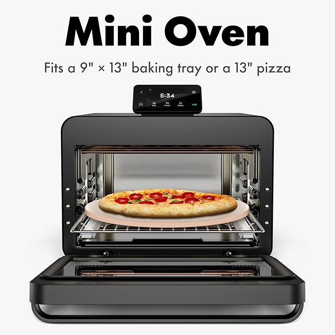 CHEF iQ MiniOven Smart Toaster Oven Air Fryer Combo, 11-in-1 Countertop Convection Oven, Bake, Broil, Air Fry, Broil, Dehydrate, 1750W, 25 Qt Capacity, Fast Cooking with Touchscreen Controls – Black