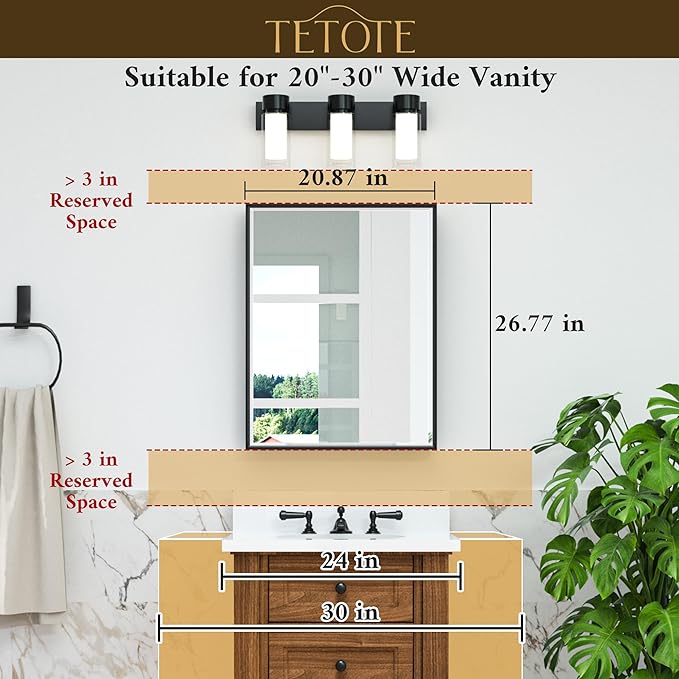 TETOTE Medicine Cabinet Mirror White Framed 21 x 27 Inch Aluminum Framed Surface or Recessed Wall-Mounted Bathroom Medicine Cabinets Beveled Mirror with Storage 1 Door Modern Farmhouse