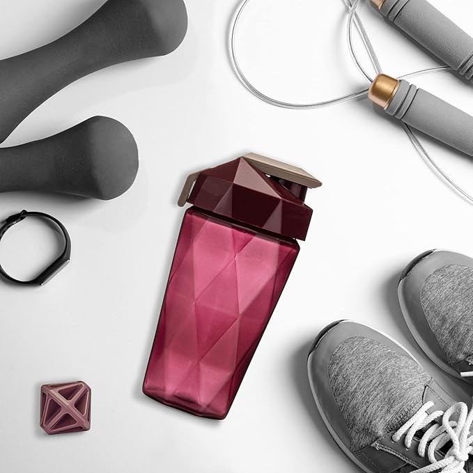 Classic 20oz Blender Shaker Bottle | Protein Shaker Bottle with Diamond Agitator | Shaker Cup with Carrying Handle and Dishwasher Safe | Maroon - 20-Ounces