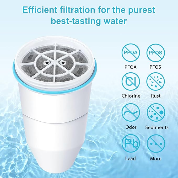 VIPHASES 2 Pack ZR-001 ZR-017 ZR-004 6-Stage Replacement Water Filters, Replacement for Pitchers and Dispensers, Advanced 0 TDS System to Removes 99.99% Lead, Chlorine, Fluoride, PFOA/PFOS