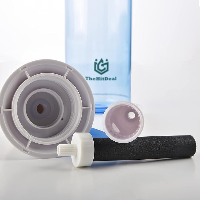 Water Filter Bottle with Straw & Cap for Athletes Fitness Kids Workers Cowboys to use on Gym Offices - Transparent 24 Oz/700 ml - Tritan (Blue) (Blue)