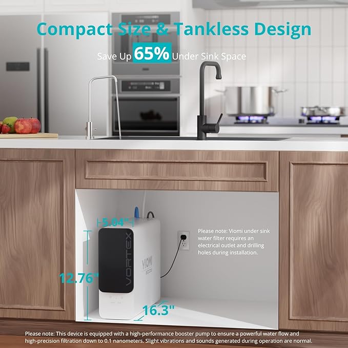 VIOMI® 800G Reverse Osmosis System, NSF/ANSI 372&53&42 Certified, 9 Stage & 48 Months Filter, 3:1 Tankless RO Water Filtration System Under Sink, Smart LED Reminder, Incl. 1 Extra Filter