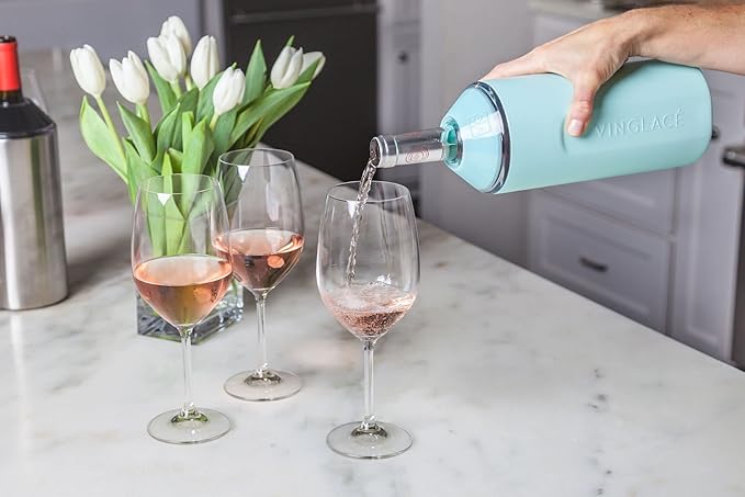 Vinglacé Wine Bottle Chiller- Portable Champagne Insulator- Stainless Steel Wine Cooler Sleeve, Sea Glass