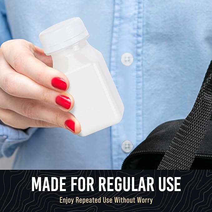 Norcalway 10pcs 2oz plastic containers with lids - Ginger shot bottles - Freezer Safe, Leak Proof, BPA free, Food Grade small plastic bottles with caps for liquids