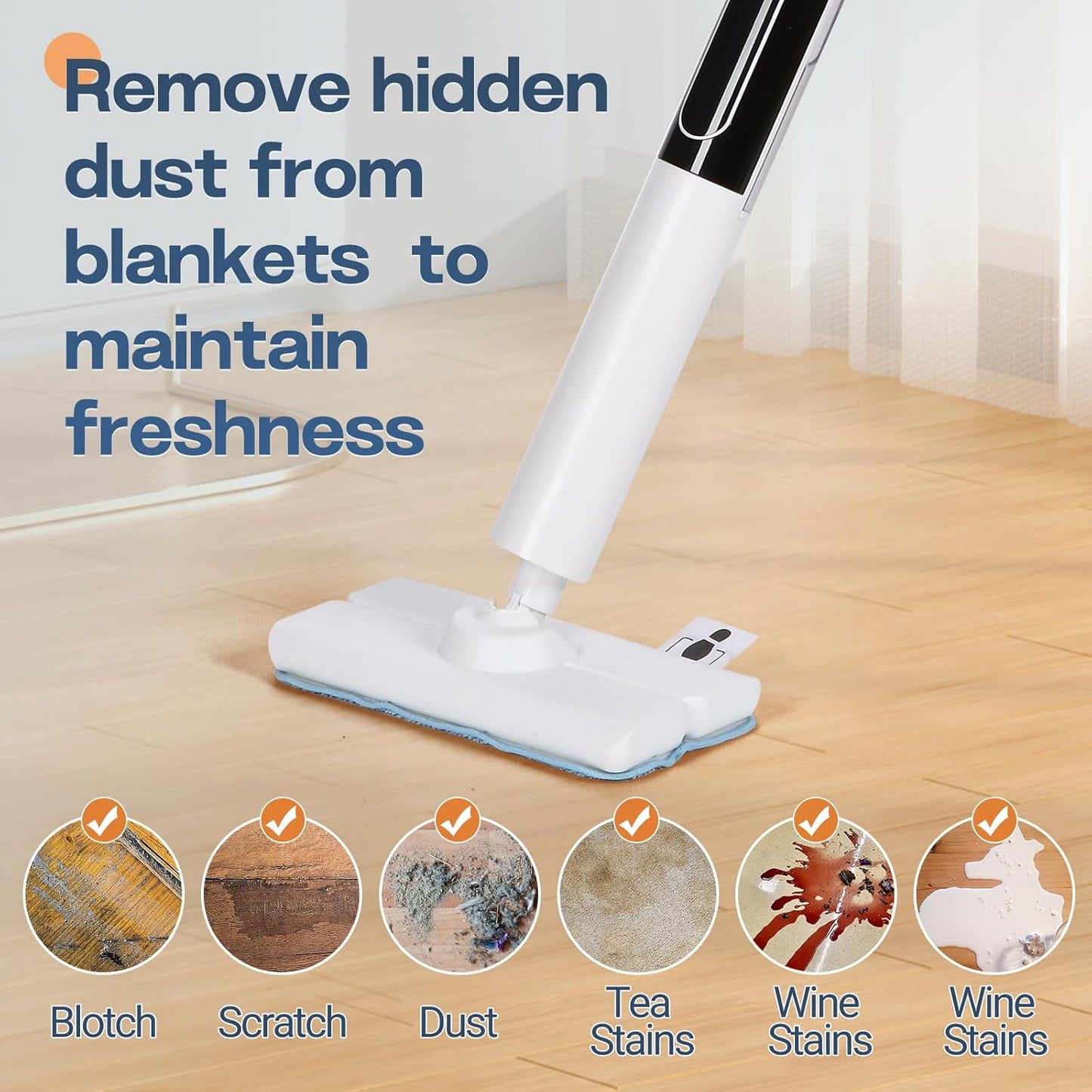 Steam Mop, Detachable Handheld Steam Cleaner for Home,1200W Heat to 260 °F in 20S, 2 Steam Modes & LED Display, 23FT Cord, Steam Mops for Floor Cleaning, Hardwood,Bathroom, Tile, Carpets