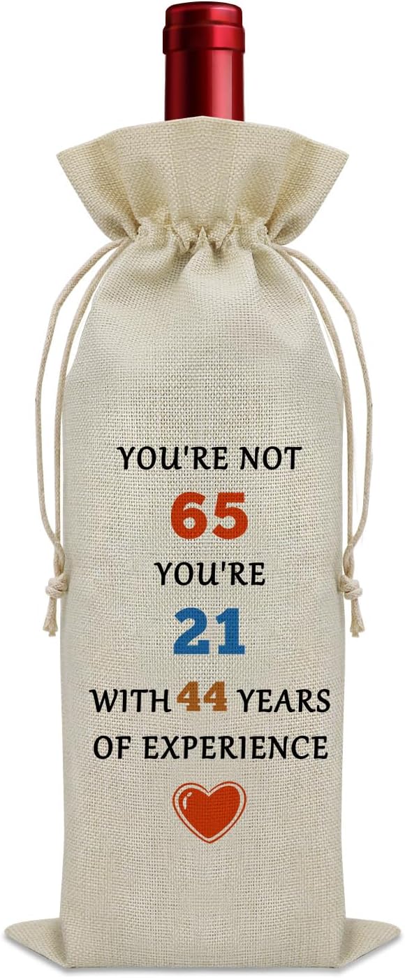 Funny 65th Birthday Gifts Wine Bag Birthday Gifts for Sister 65 Years Old Gifts for Someone Born in 1959 Wine Bottle Decoration Bag Turning 65 Gifts Wine Accessories Gifts for Wine Lovers