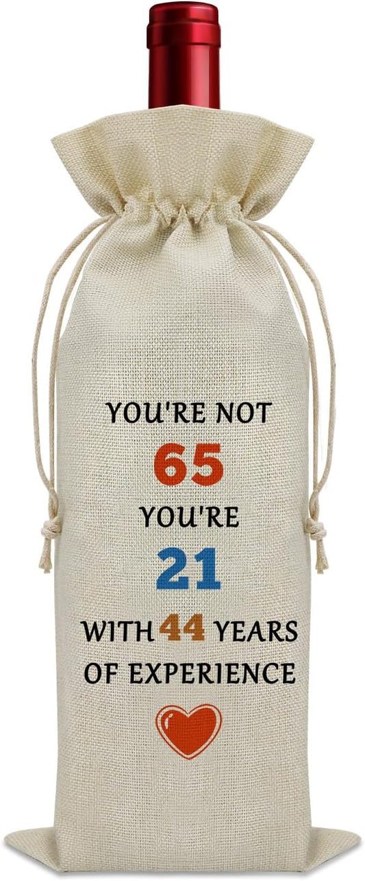 Funny 65th Birthday Gifts Wine Bag Birthday Gifts for Sister 65 Years Old Gifts for Someone Born in 1959 Wine Bottle Decoration Bag Turning 65 Gifts Wine Accessories Gifts for Wine Lovers