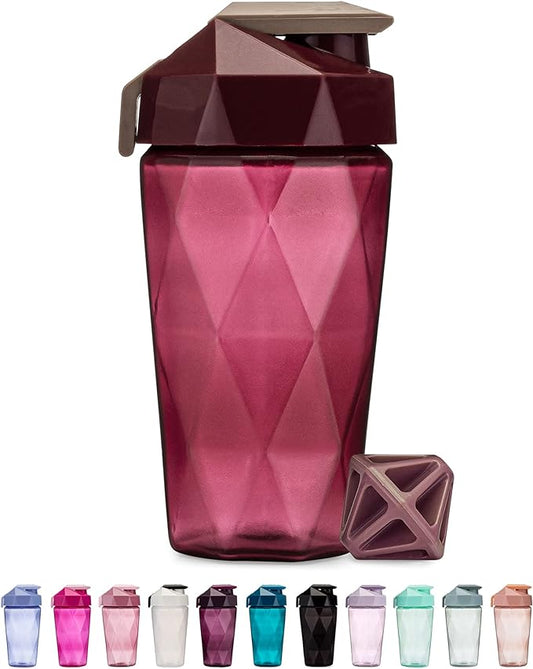 Classic 20oz Blender Shaker Bottle | Protein Shaker Bottle with Diamond Agitator | Shaker Cup with Carrying Handle and Dishwasher Safe | Maroon - 20-Ounces