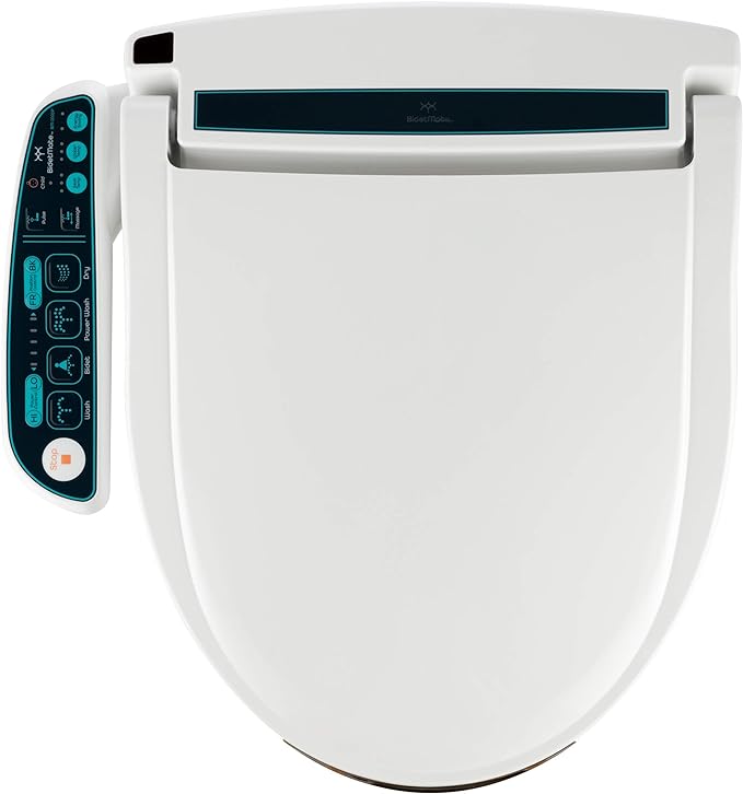 BidetMate 2000 Series Heated Bidet Japanese Toilet Seat with Unlimited Water, Side Control Panel, Deodorizer, and Warm Air Dryer - Adjustable Self-Cleaning - Shape of Bidet Round