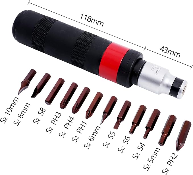 1/2" Hand Manual Reversible Impact Driver Set Extractor-12 PCS Impact Screwdriver S2 Steel Much More Durable Disengage Rusted Fasteners (3/8short impact screwdriver)