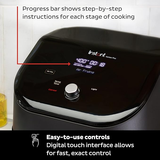 Instant Vortex Plus 6QT ClearCook Air Fryer, Clear Windows, Custom Program Options, 6-in-1 Functions, Crisps, Broils, Roasts, Dehydrates, Bakes, Reheats, from the Makers of Instant Pot, Black